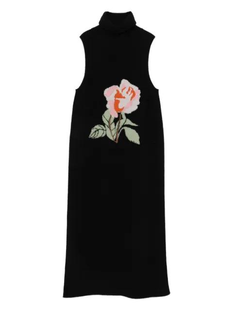 rose-embroidery turtleneck dress by NANUSHKA