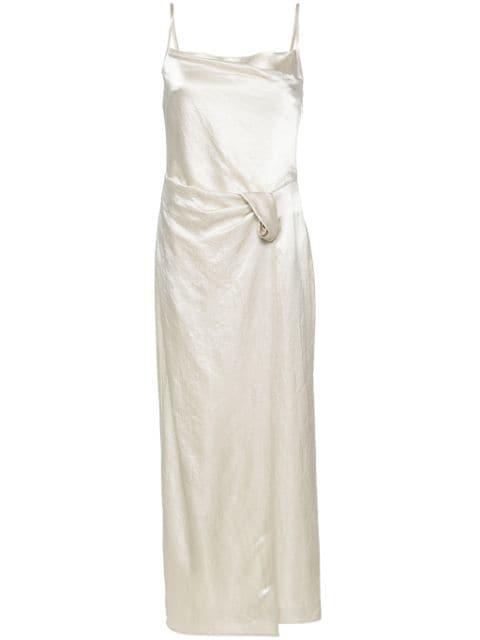 ruched-detailing satin midi dress by NANUSHKA