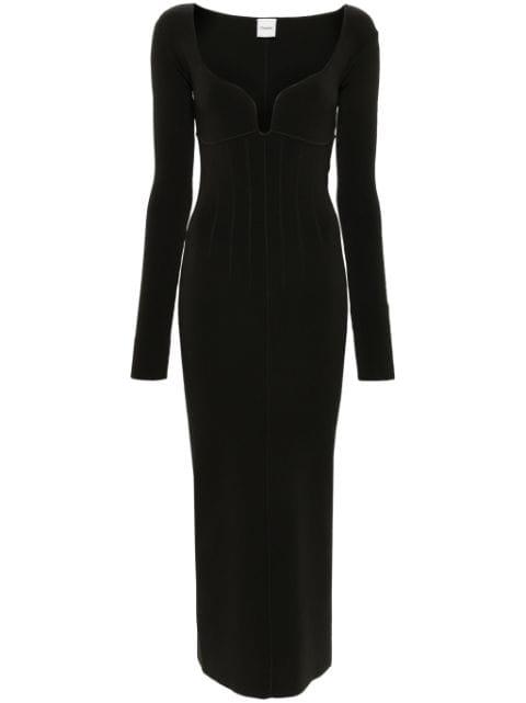 seam-detail ribbed midi dress by NANUSHKA