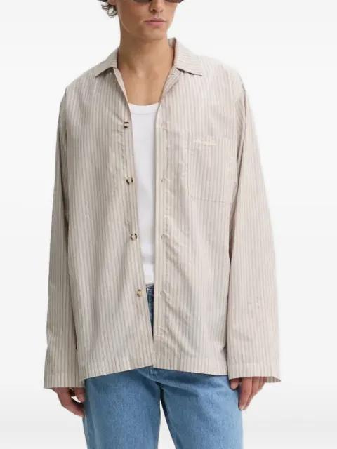 striped logo-embroidered shirt by NANUSHKA