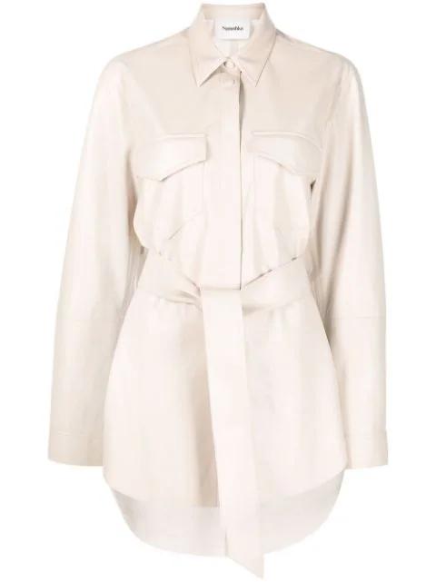 vegan-leather belted oversize shirt by NANUSHKA