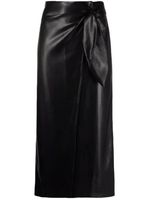 vegan-leather wrap skirt by NANUSHKA