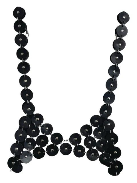 leather rivet-embellished bra by NASHA