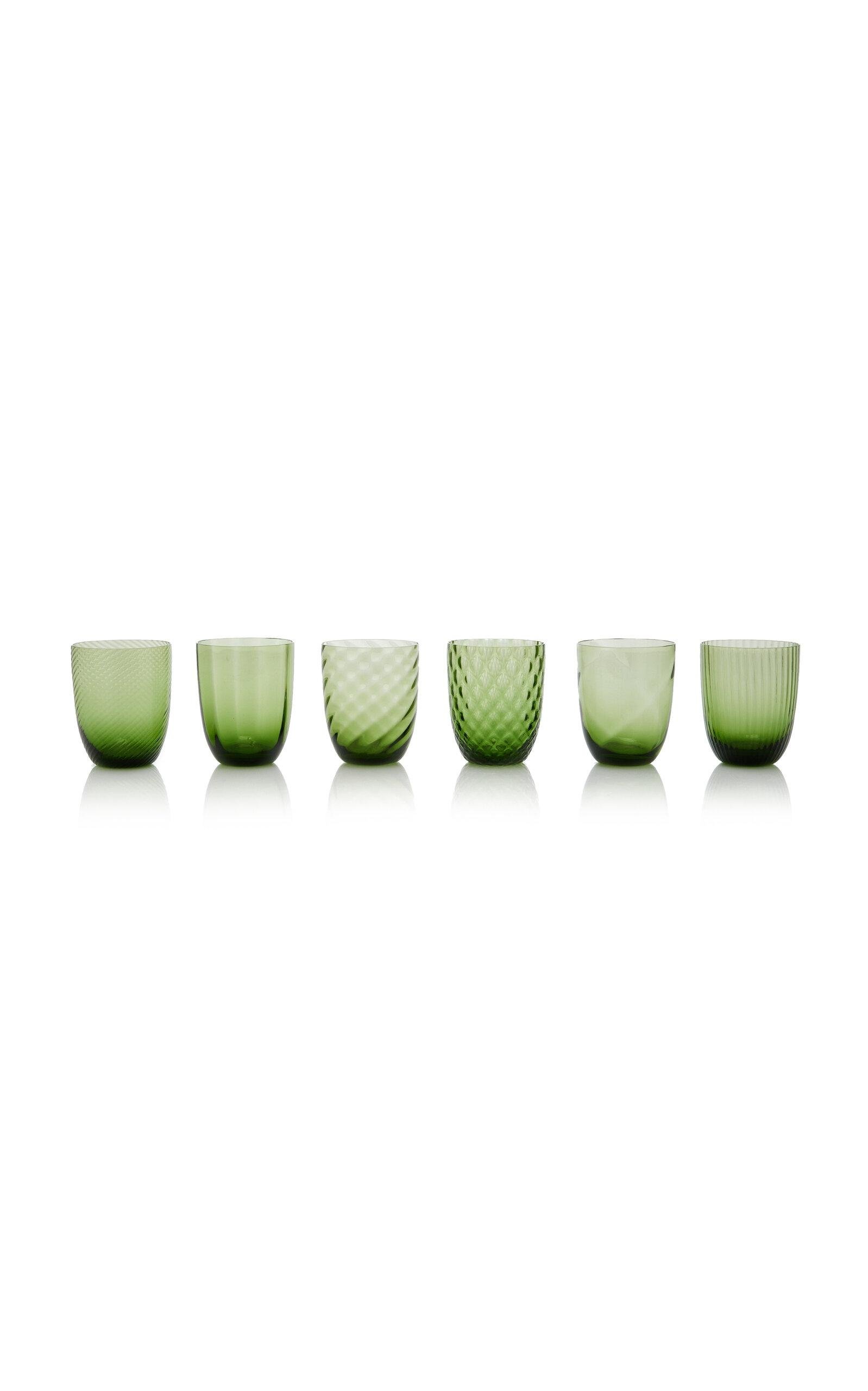 NasonMoretti  - Set-Of-Six Murano Water Glasses - Green - Moda Operandi by NASONMORETTI