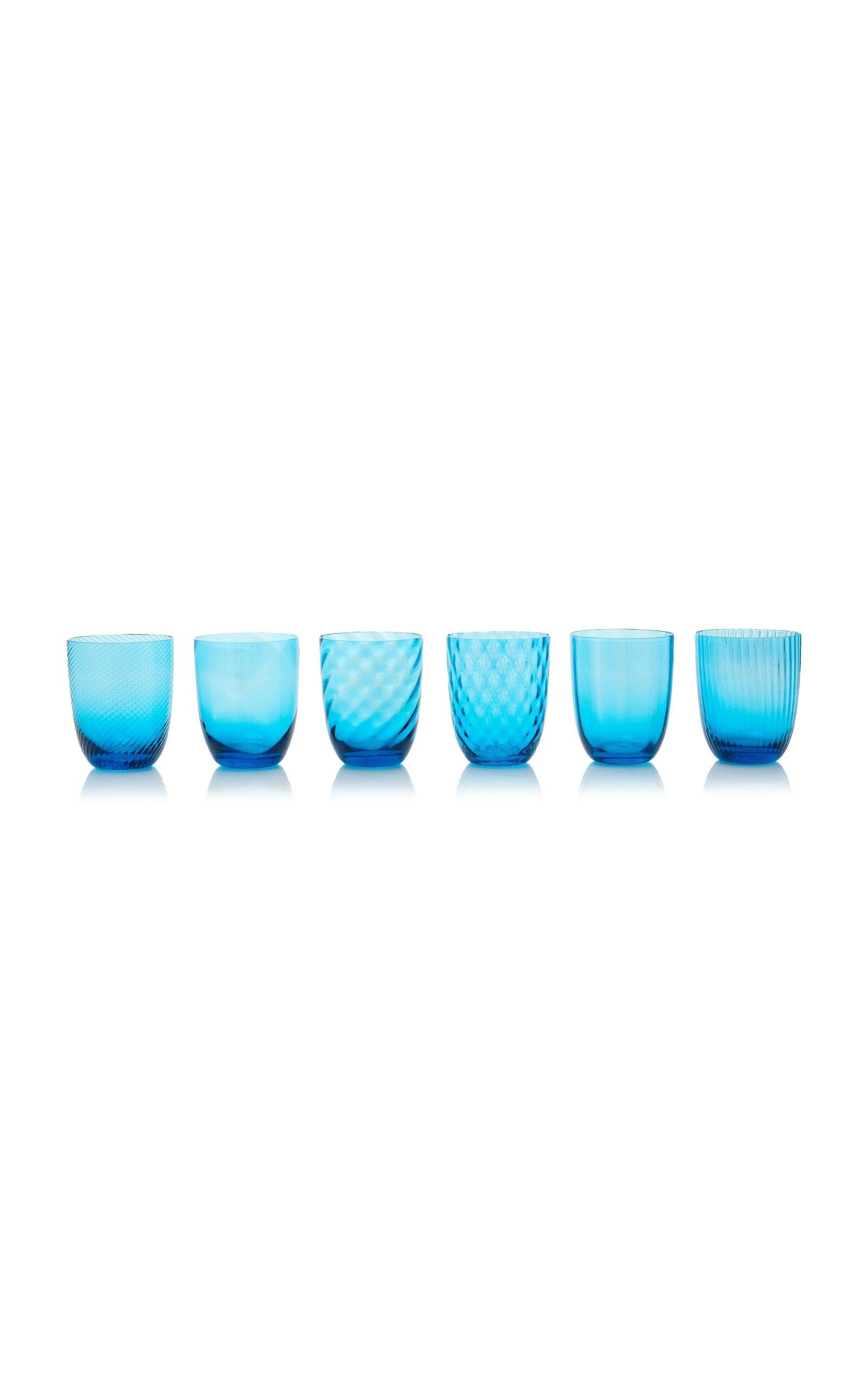 NasonMoretti  - Set-Of-Six Murano Water Glasses - Royal Blue - Moda Operandi by NASONMORETTI
