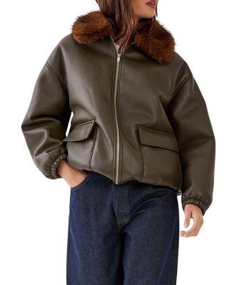 Faux Fur Collar Bomber Jacket by NASTY GAL