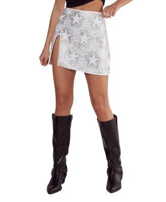 Star Diamante Detail Split Mini Skirt by NASTY GAL