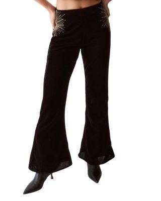 Star Embellished Velvet Flared Pants by NASTY GAL
