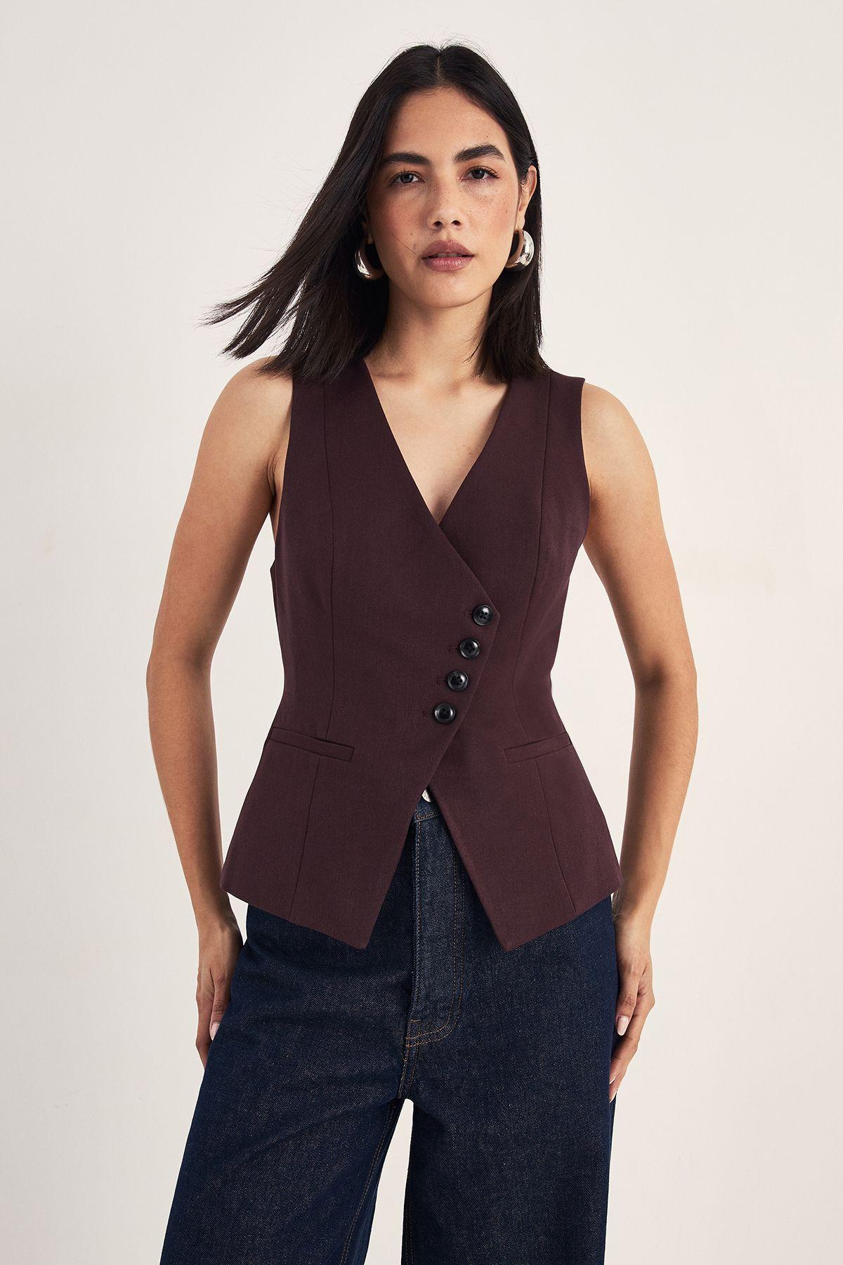 Asymmetric Button Waistcoat by NASTYGAL