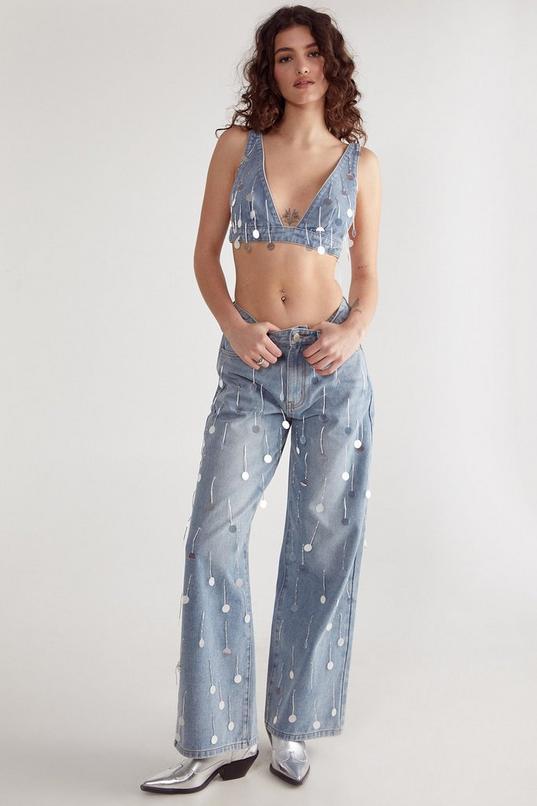 Bead Embellished Denim Jean by NASTYGAL