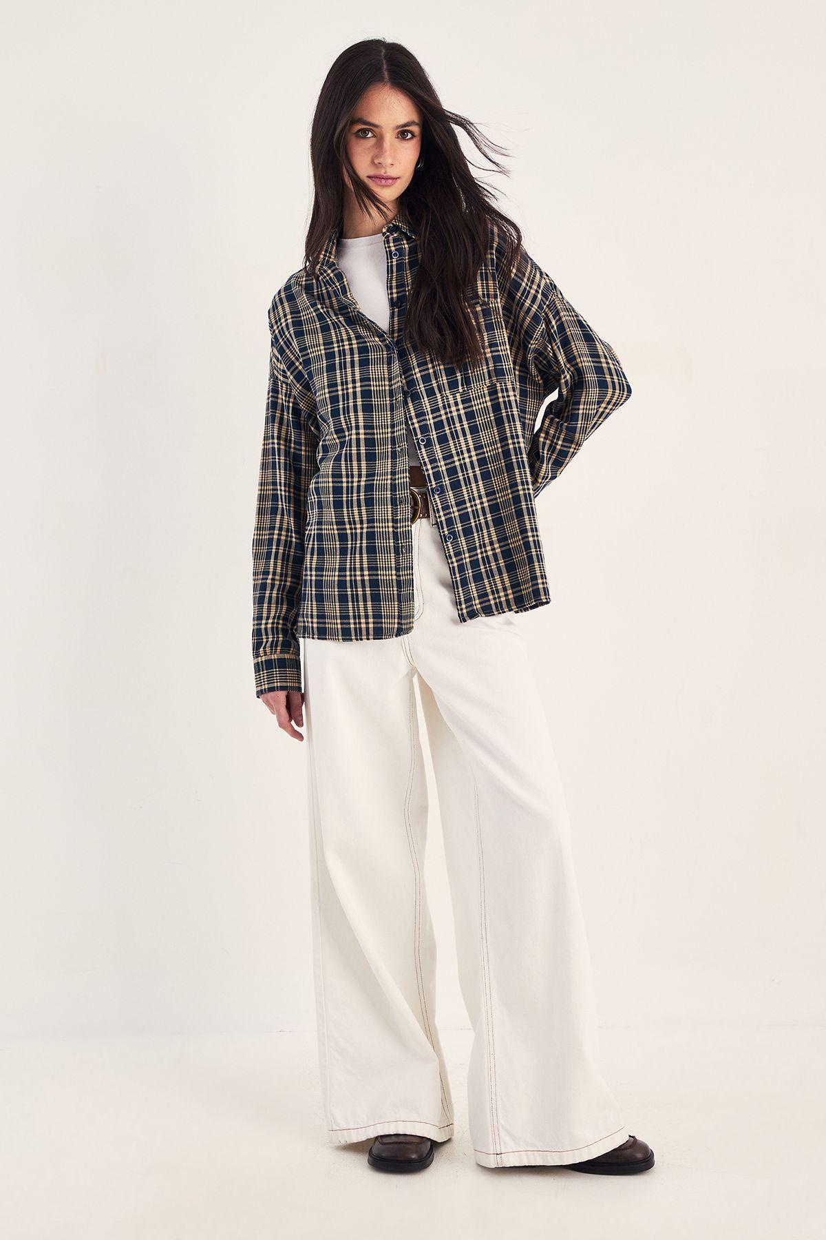 Check Oversized Shirt by NASTYGAL