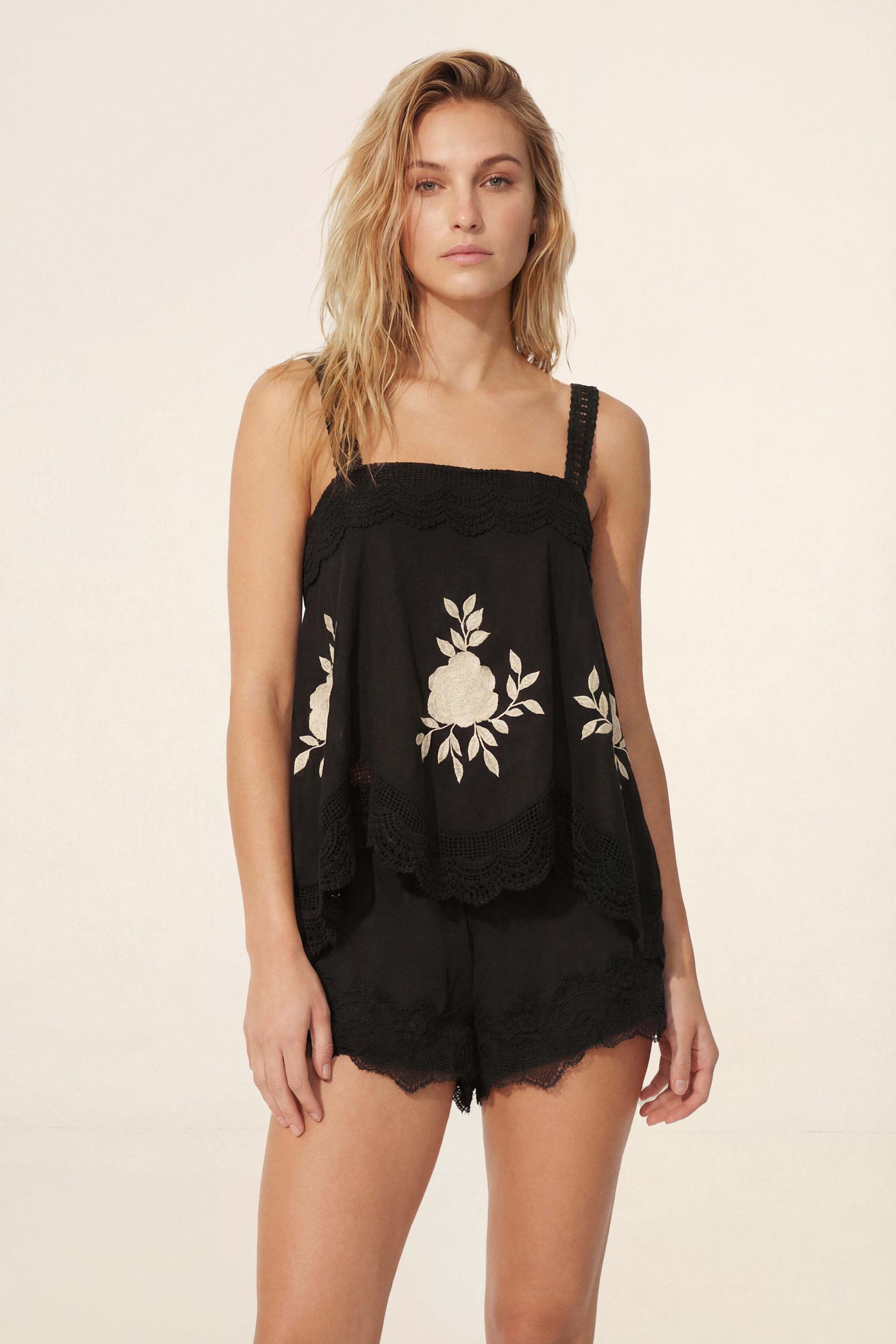 Cotton Embroidered Lace Trim Hanky Hem Top by NASTYGAL Cotton Embroidered Lace Trim Hanky Hem Top by NASTYGAL