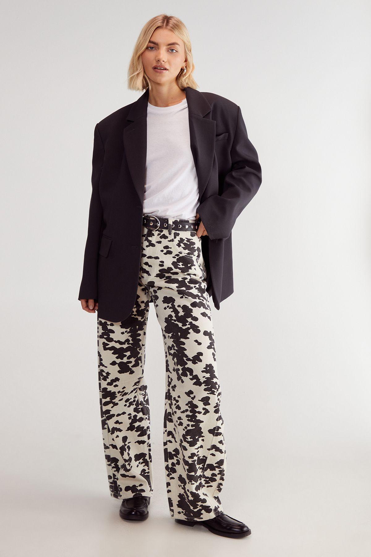 Denim Dalmatian Print Barrell Leg Jean by NASTYGAL