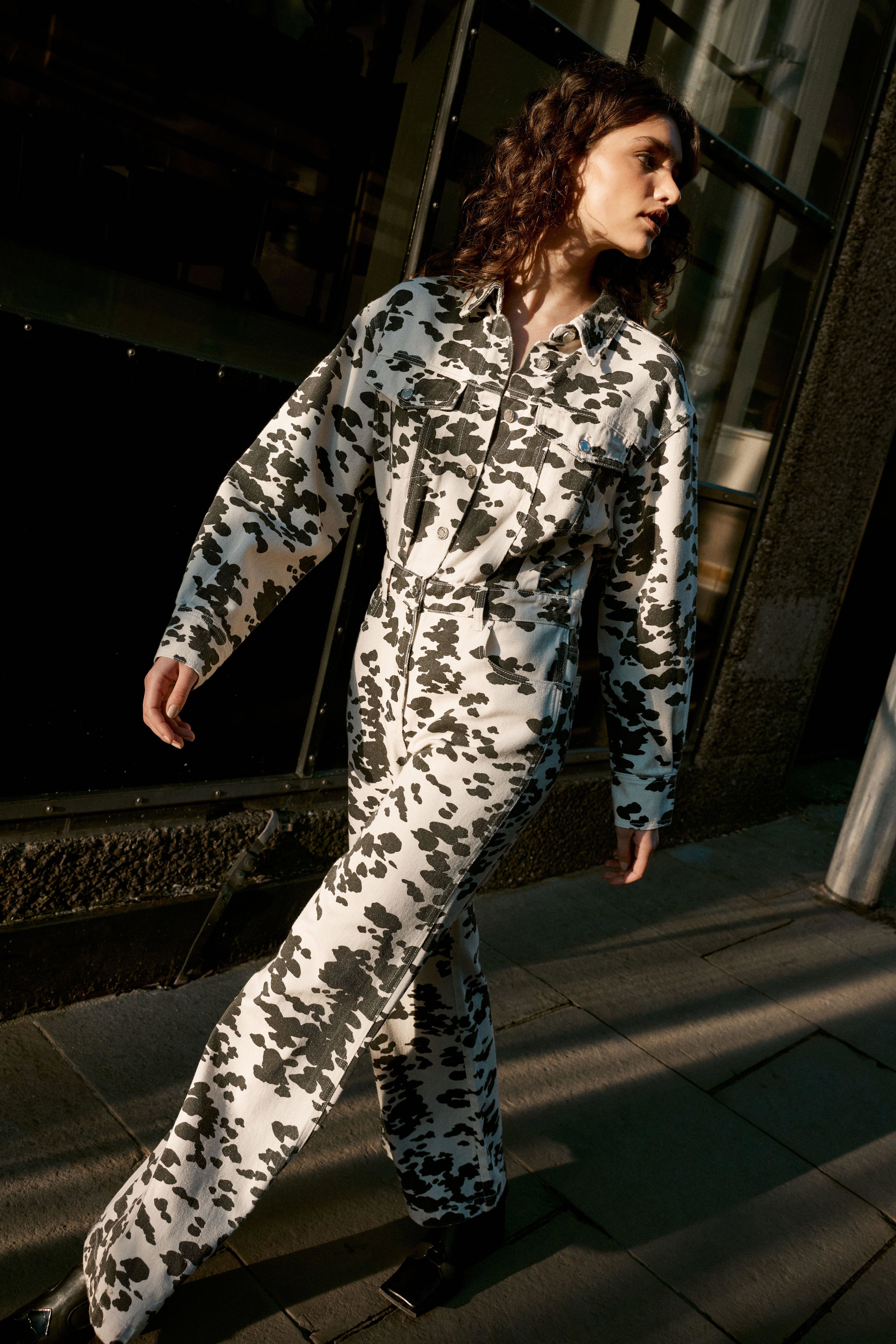 Denim Dalmatian Print Jumpsuit by NASTYGAL