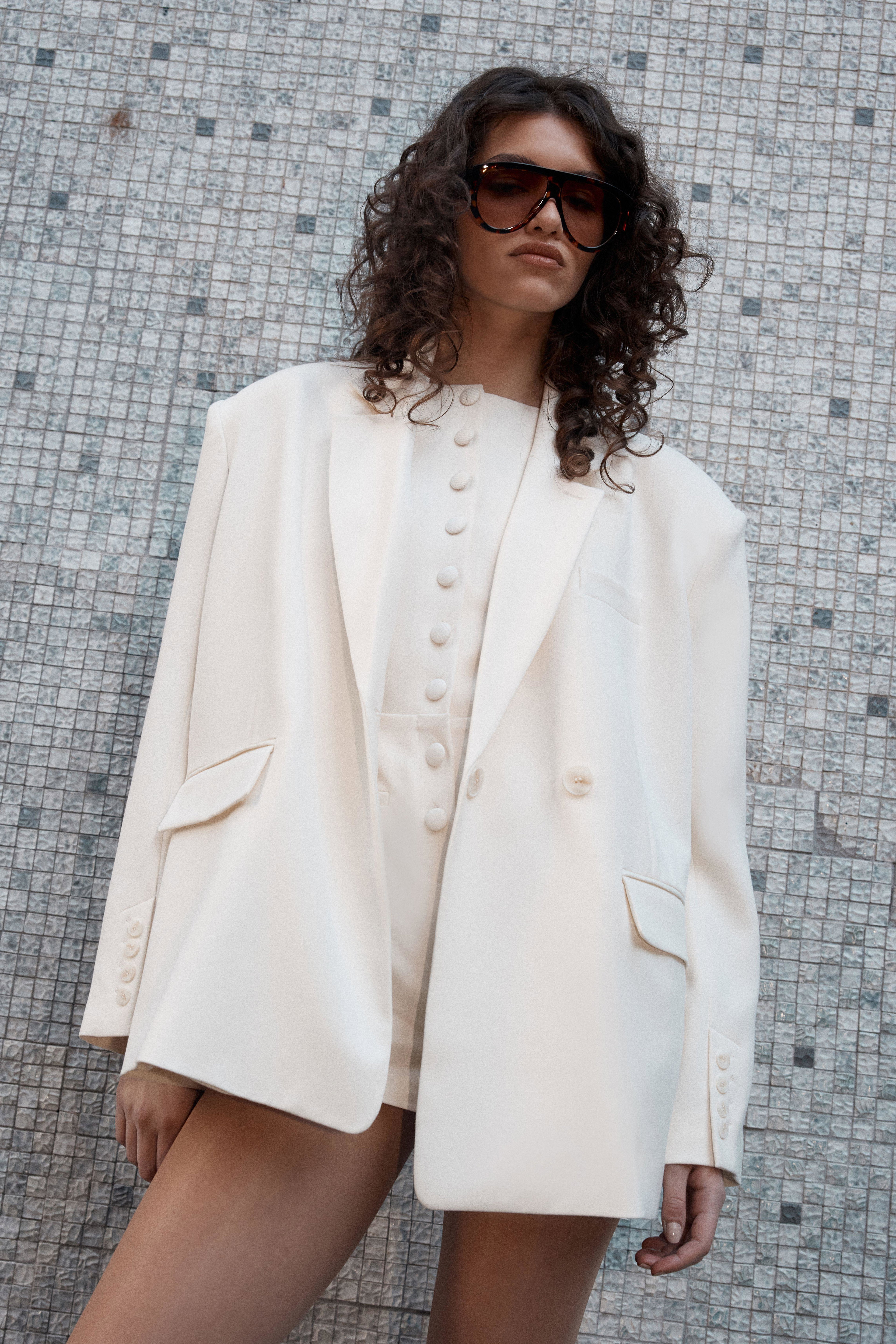 Essentials Tailored Oversized Double Button Blazer Co-ord by NASTYGAL