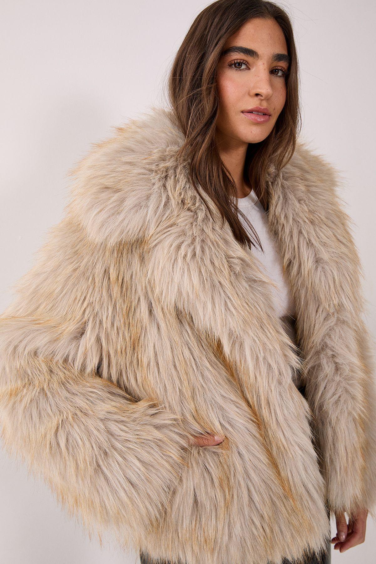 Faux Fur Collared Cropped Coat by NASTYGAL