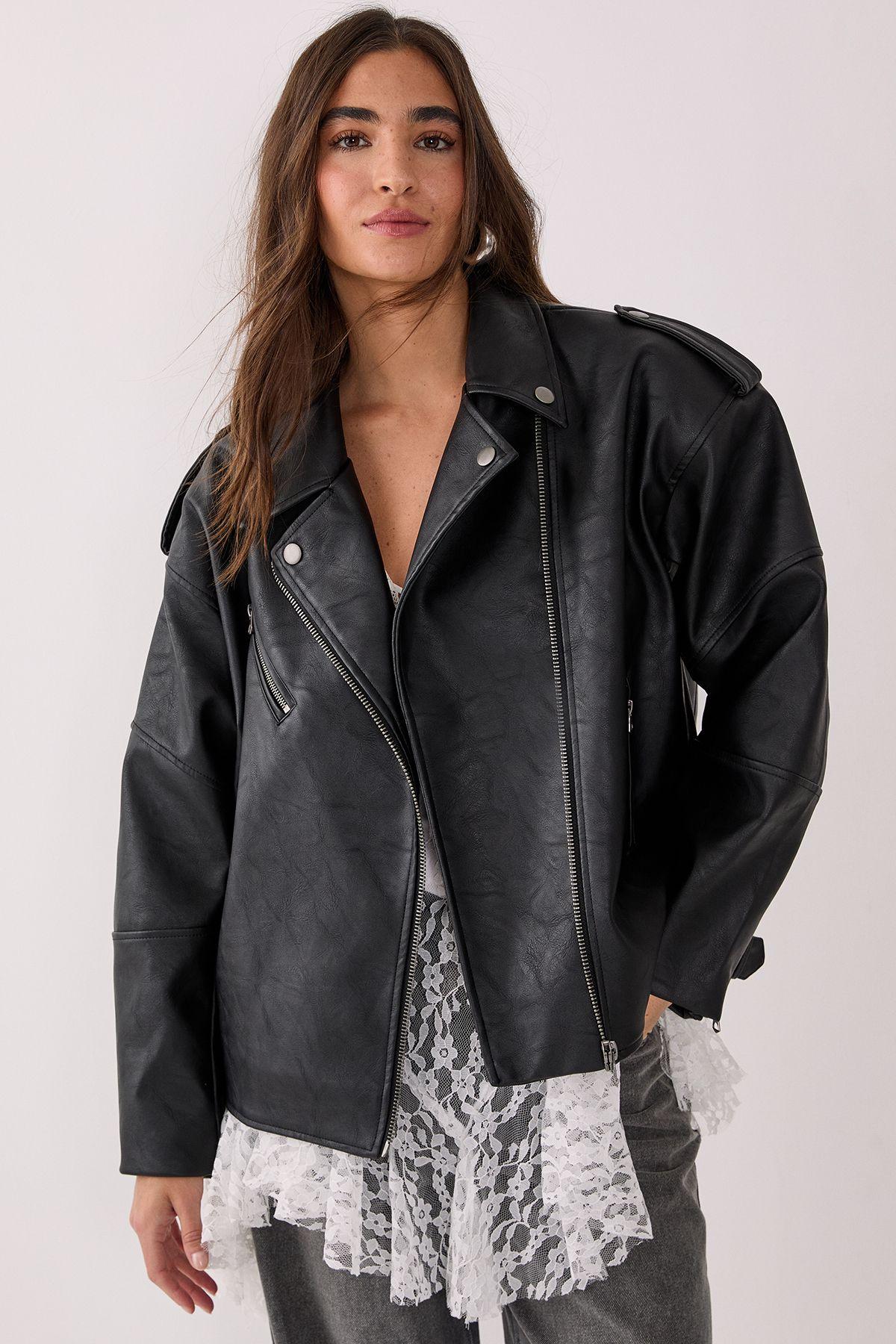 Faux Leather Biker Jacket by NASTYGAL