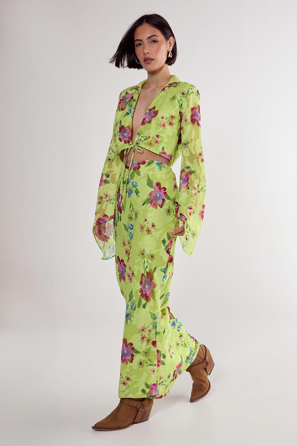 Floral Burnout Maxi Skirt Co-ord by NASTYGAL