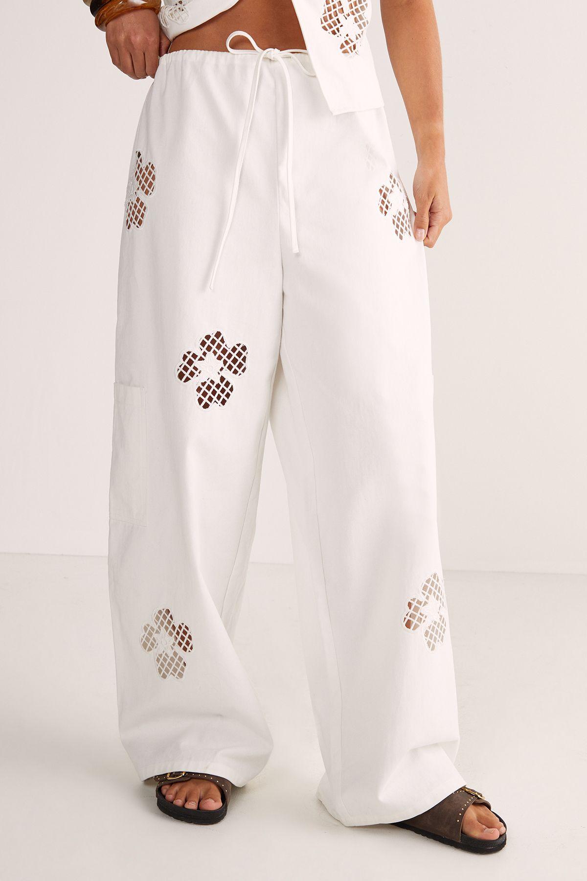 Floral Cutwork Cargo Pants Co-ord by NASTYGAL