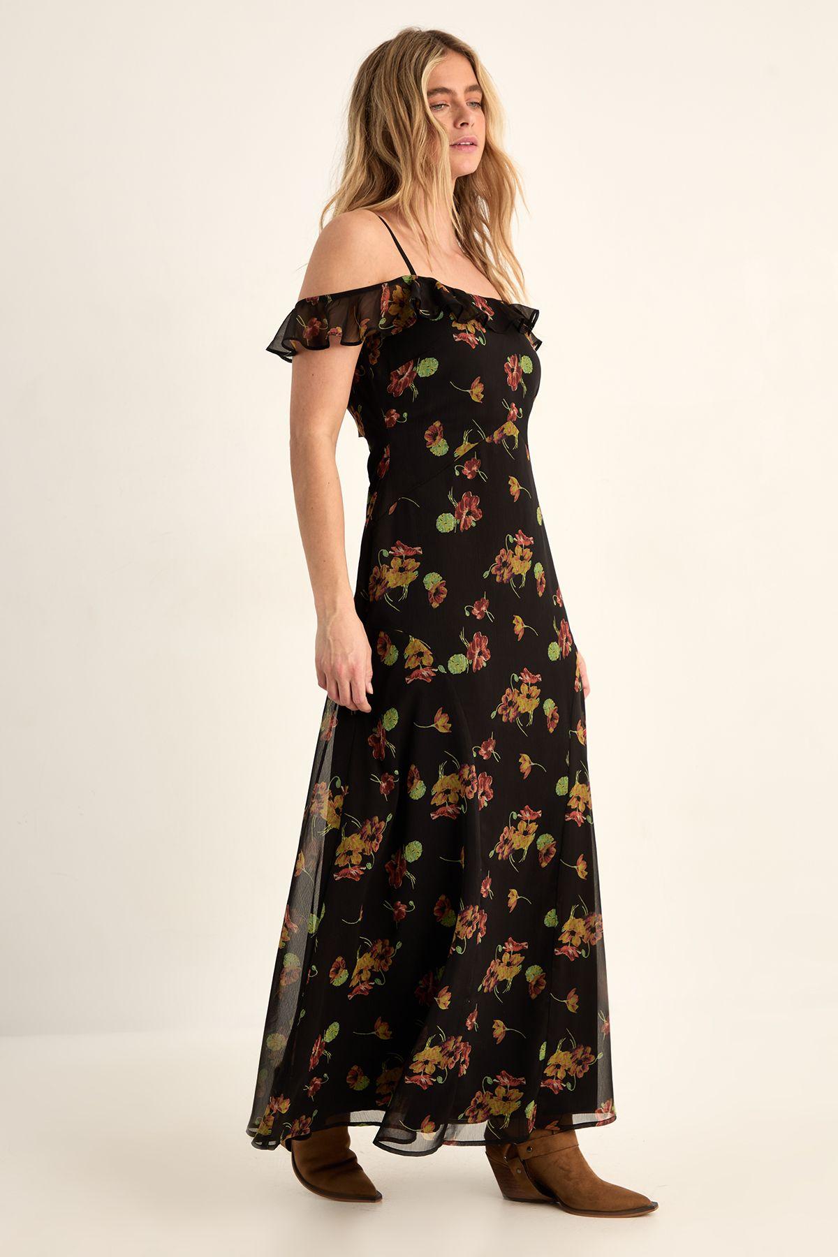 Floral Ruffle Panelled Maxi Dress by NASTYGAL