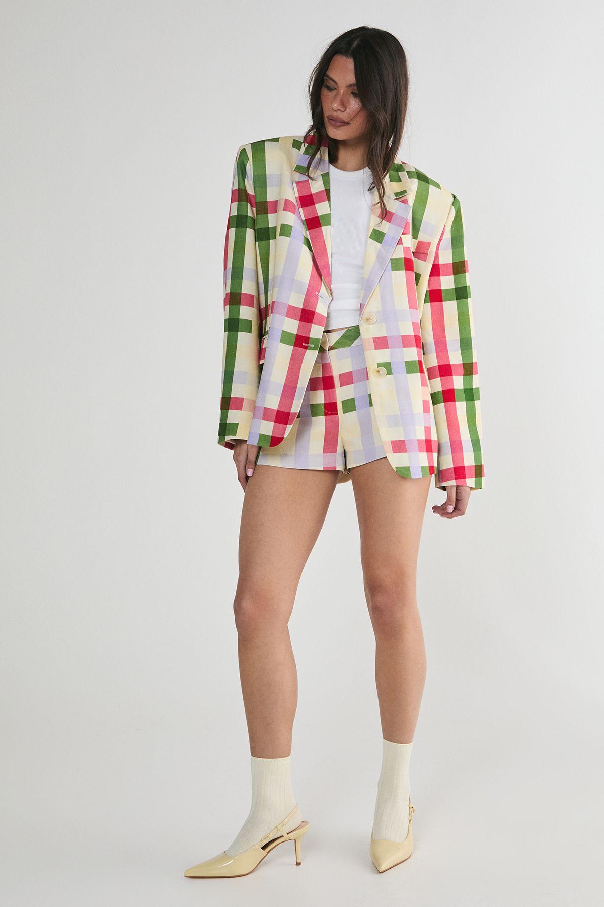 Linen Mix Gingham Tailored Shorts by NASTYGAL Linen Mix Gingham Tailored Shorts by NASTYGAL