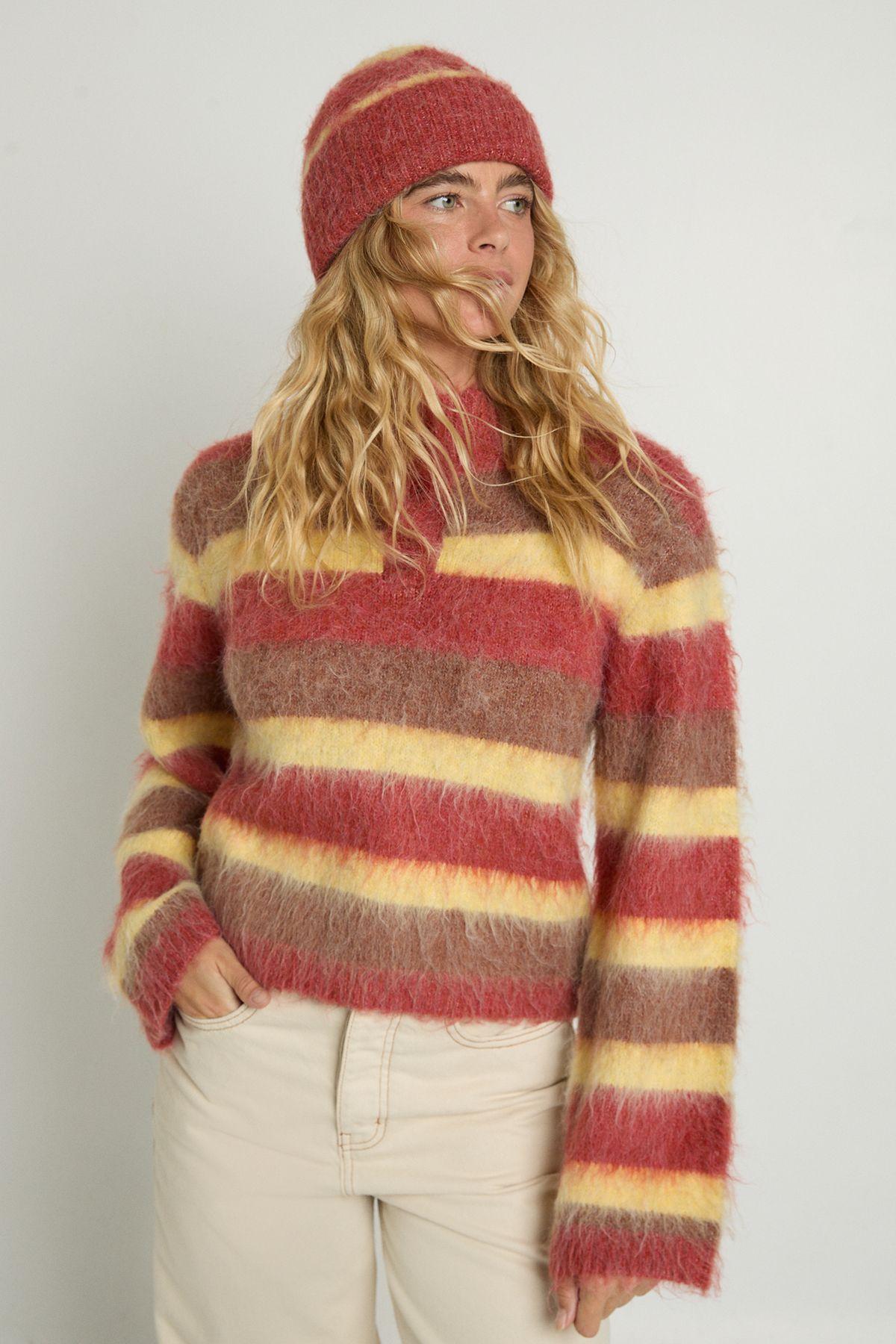 Ombre Stripe Fluffy Rugby Jumper and Beanie Co-ord by NASTYGAL