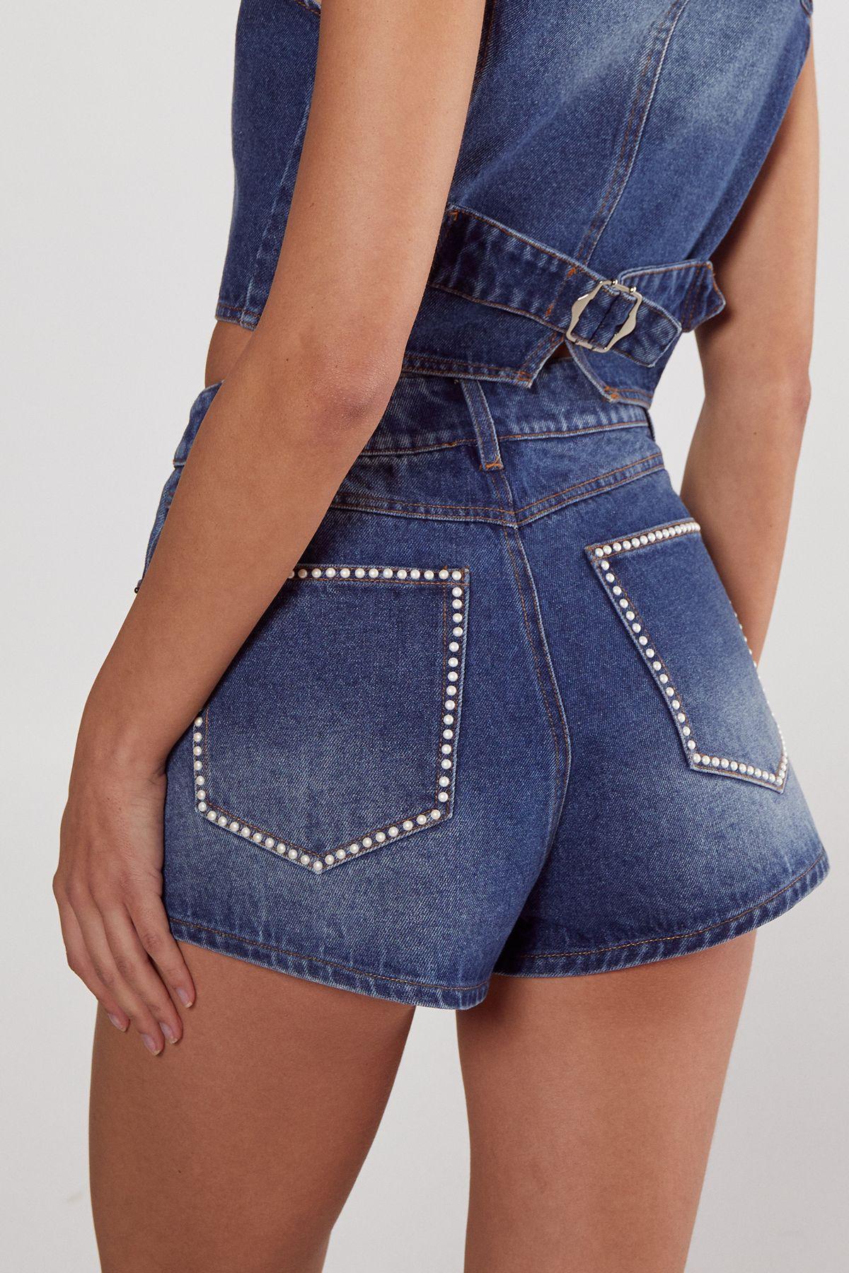 Pearl Denim Short by NASTYGAL