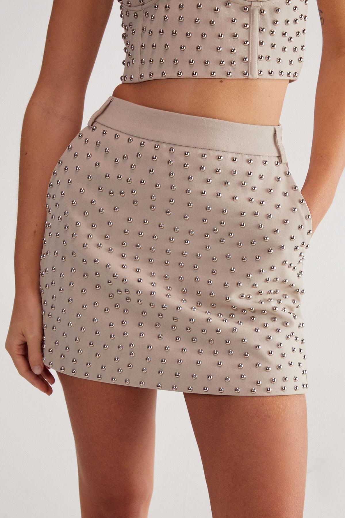 Premium Tailored Studded Mini Skirt Co-Ord by NASTYGAL