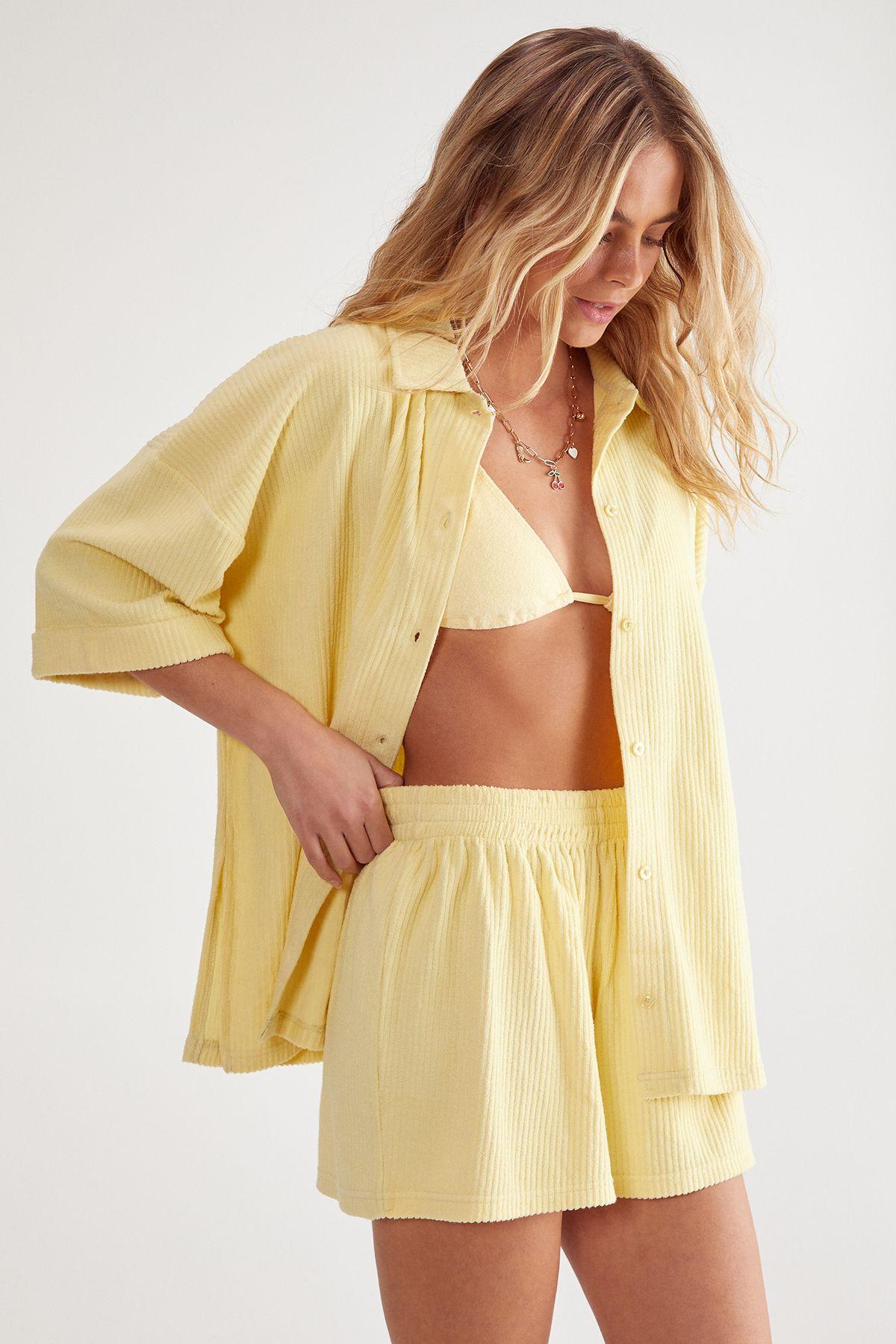 Ribbed Toweling Beach Shirt and Shorts Two Piece Set by NASTYGAL