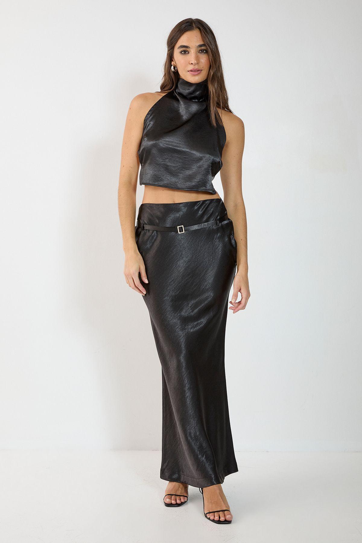 Satin Belted Bias Cut Maxi Skirt Co-ord by NASTYGAL Satin Belted Bias Cut Maxi Skirt Co-ord by NASTYGAL
