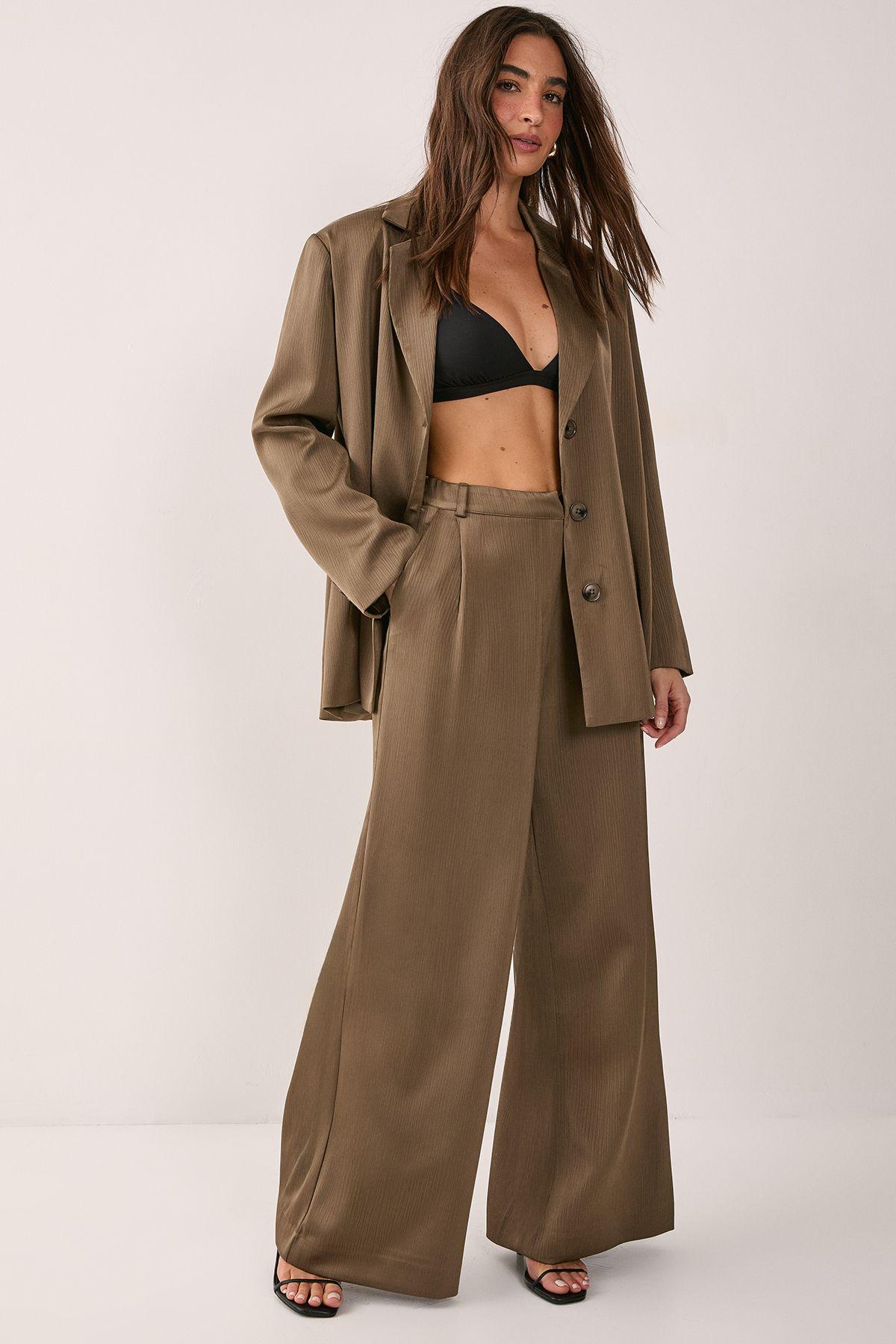 Satin Pleated Tailored Trouser Co-ord by NASTYGAL