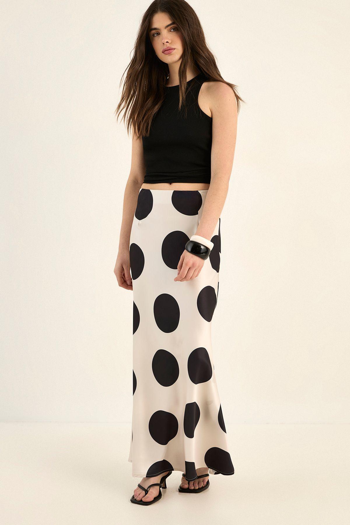Satin Polka Dot Bias Maxi Skirt by NASTYGAL