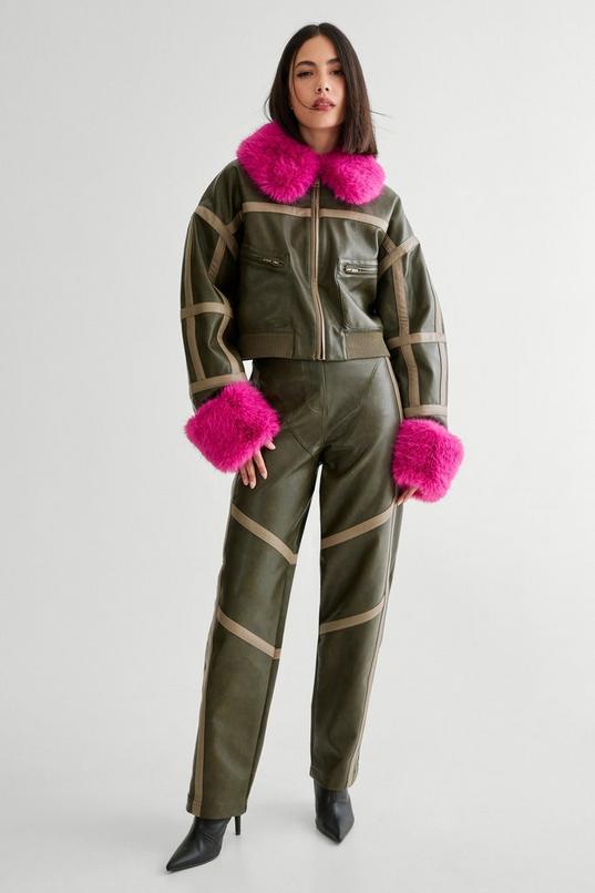 Seam Detail Distressed Pu Trouser by NASTYGAL