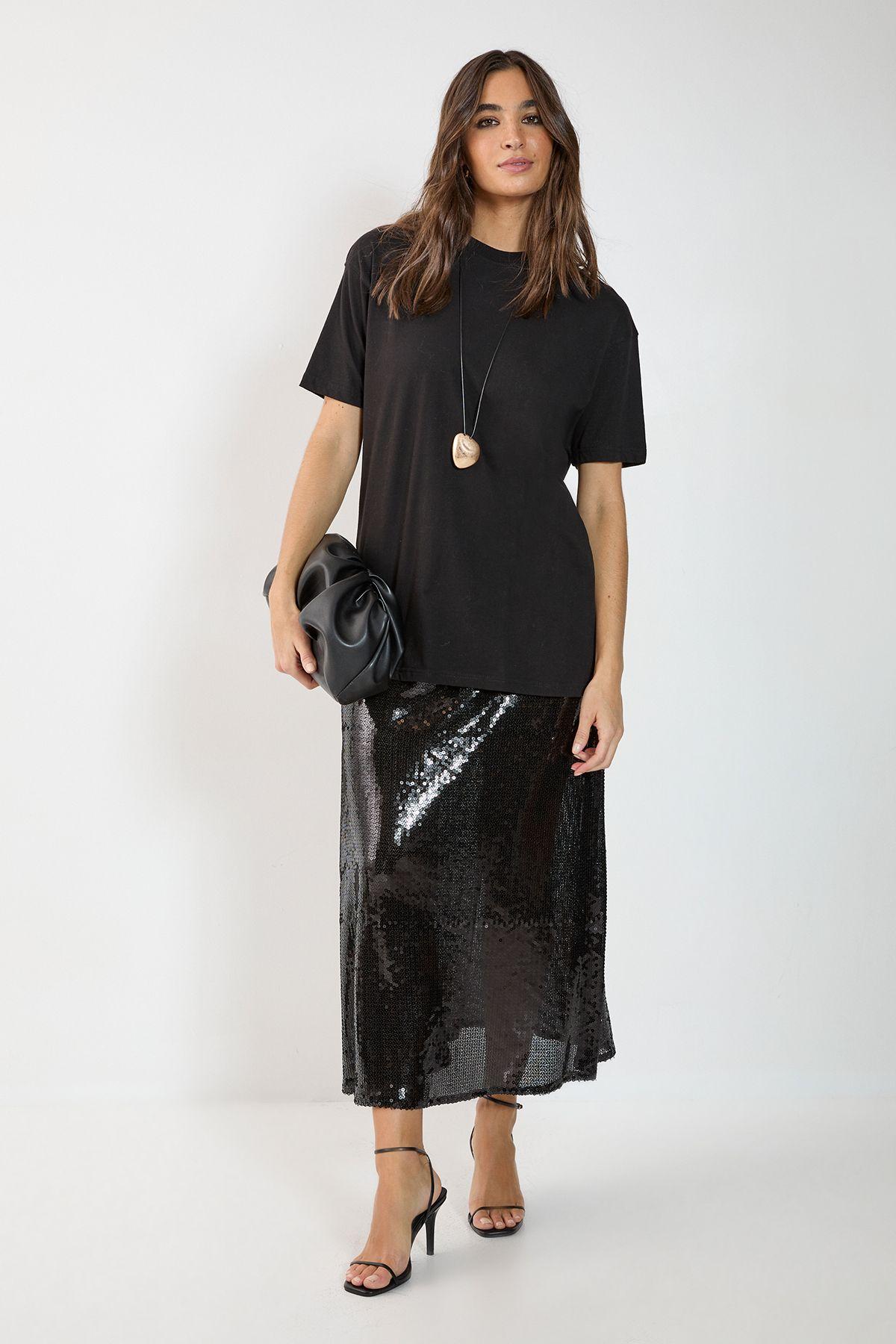 Sheer Sequin Midaxi Skirt by NASTYGAL