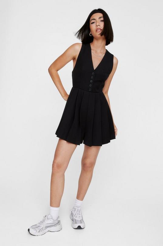 Tailored Pleated Hem Playsuit by NASTYGAL
