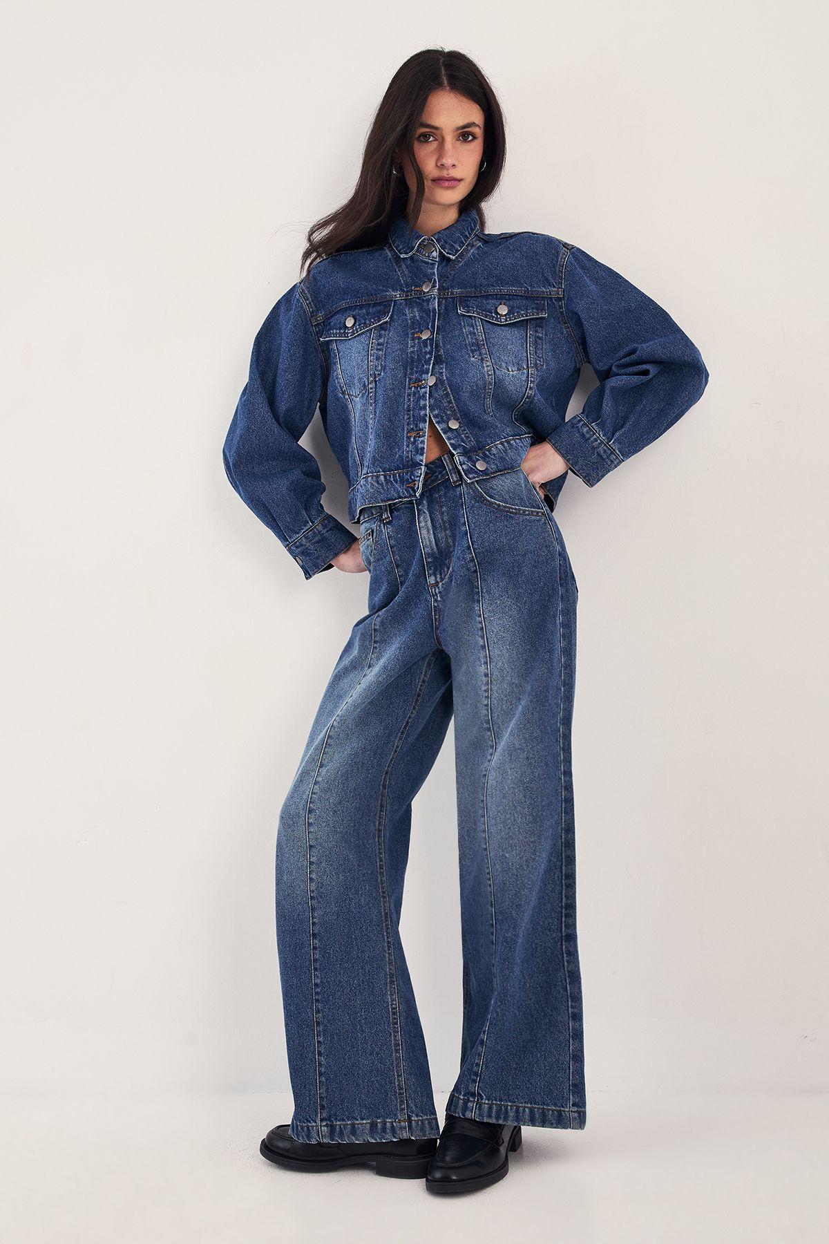 The Denim Seam Detail Straight Leg Jean by NASTYGAL