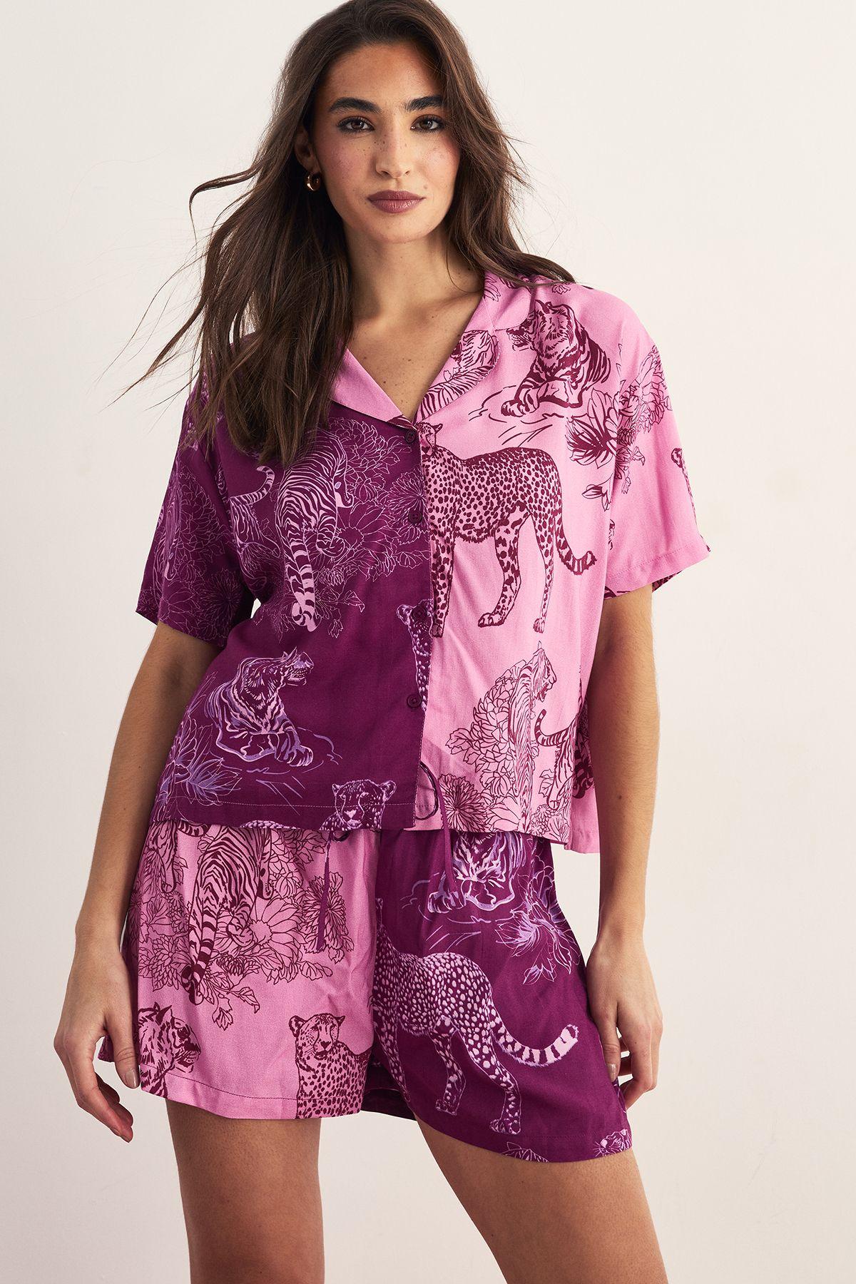 Tiger Splice Pajama Shorts Set by NASTYGAL Tiger Splice Pajama Shorts Set by NASTYGAL
