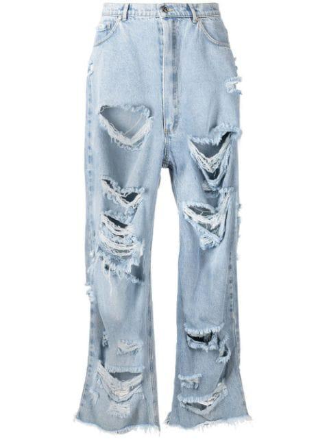 Pixel Heart ripped jeans by NATASHA ZINKO