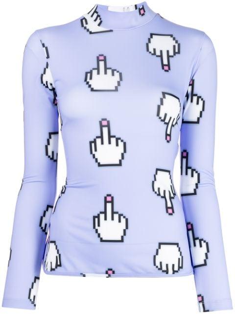 Pixel Middle Finger cutout top by NATASHA ZINKO