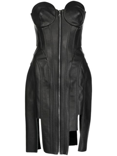 leather corset cone dress by NATASHA ZINKO