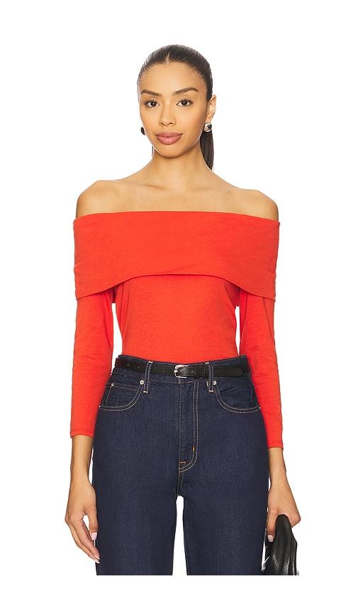 Nation Los Angeles Alexi Off The Shoulder T-Shirt in Red by NATION LOS ANGELES