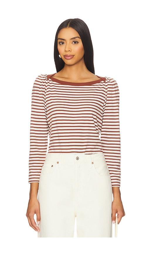 Nation Los Angeles Amelie Envelope Neck Top in Brown by NATION LOS ANGELES