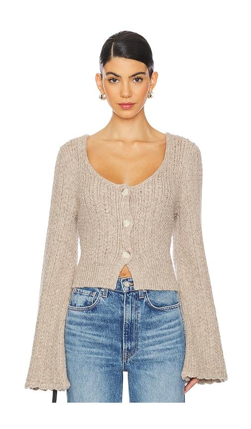 Nation Los Angeles Berenice Round Neck Cardigan in Cream by NATION LOS ANGELES