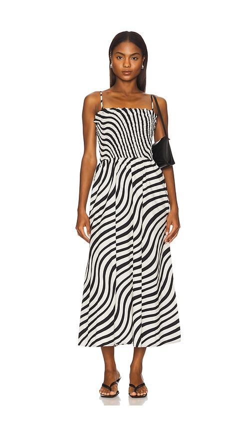 Nation Los Angeles Sibelle Smocked Dress in Black & White by NATION LOS ANGELES