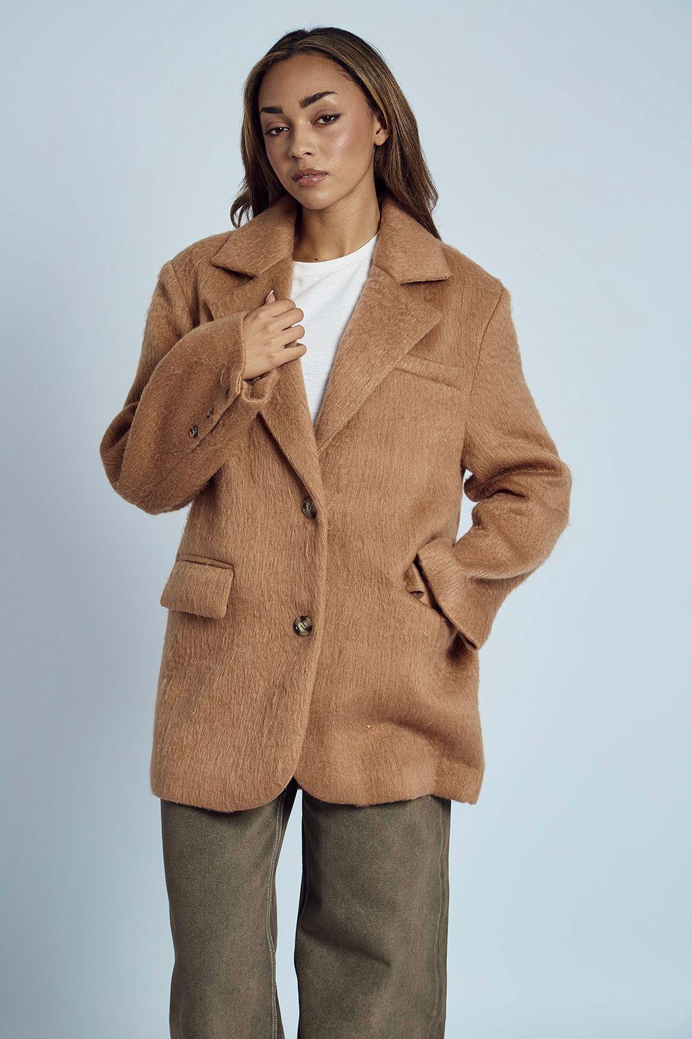 Fuzzy Long Sleeve Button Blazer by NATIVE YOUTH