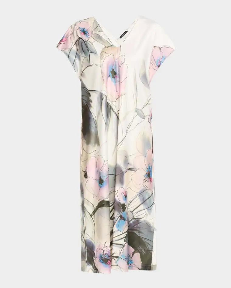 Hiyaku Floral-Print Charmeuse Caftan by NATORI Hiyaku Floral-Print Charmeuse Caftan by NATORI