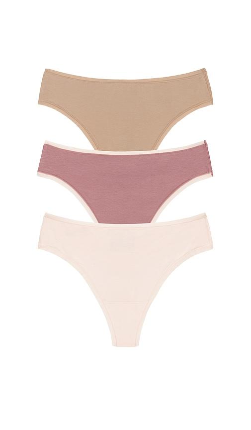 Natori Bliss Bare Cotton Thong 3-pack in Pink by NATORI