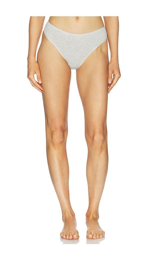Natori Bliss Bare Cotton Thong in Light Grey by NATORI
