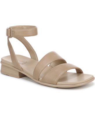 Women's Effie Square Toe Block Heel Flat Sandals by NATURALIZER Women's Effie Square Toe Block Heel Flat Sandals by NATURALIZER