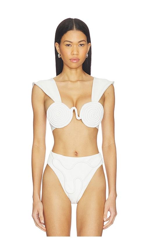 Nau Bikinis Athens Wide Strap Bikini Top in White by NAU BIKINIS